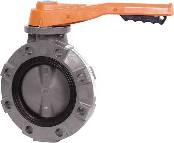 Hayward - 4" Pipe, Wafer Butterfly Valve - Lever Handle, ASTM D1784 Cell Class 12454 PVC Body, FPM Seat, 150 WOG, PVC Disc, Stainless Steel Stem - Eagle Tool & Supply