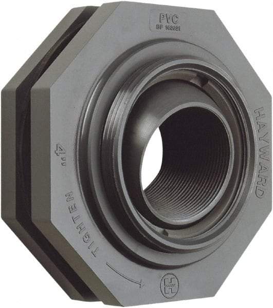 Hayward - 1" PVC Plastic Pipe Self-Aligning Bulkhead Fitting - Schedule 80, Thread x Thread End Connections - Eagle Tool & Supply