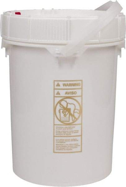 Made in USA - 5 Gal, High-Density Polyethylene Round White Single Pail - Handle & Lid Included - Eagle Tool & Supply