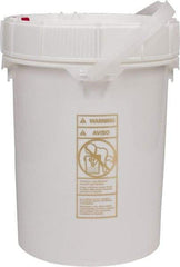 Made in USA - 5 Gal, High-Density Polyethylene Round White Single Pail - Handle & Lid Included - Eagle Tool & Supply