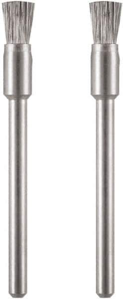Dremel - 1/8" Brush Diam, Flat Faced, End Brush - 1/8" Diam Steel Shank, 15,000 Max RPM - Eagle Tool & Supply