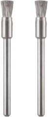 Dremel - 1/8" Brush Diam, Flat Faced, End Brush - 1/8" Diam Steel Shank, 15,000 Max RPM - Eagle Tool & Supply