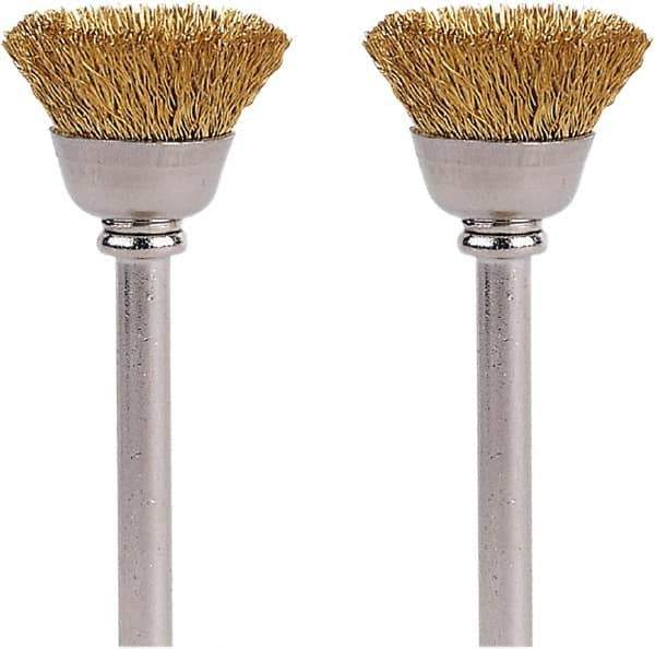 Dremel - 1/2" Brush Diam, Flat Faced, End Brush - 1/8" Diam Steel Shank, 15,000 Max RPM - Eagle Tool & Supply