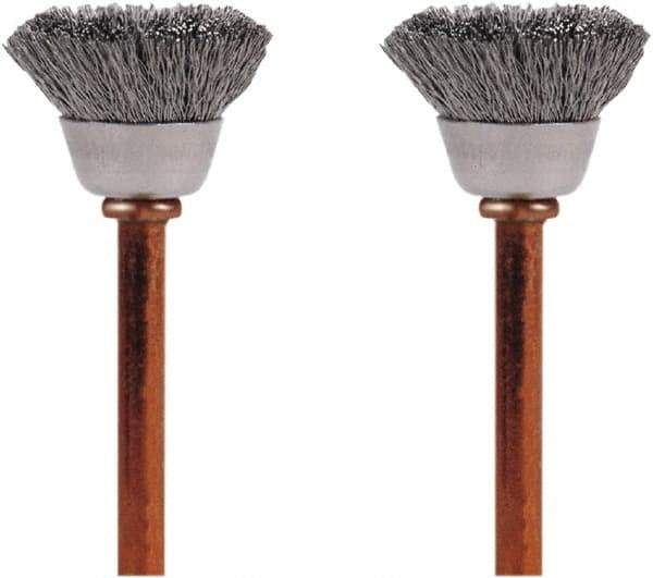 Dremel - 1/2" Brush Diam, Flat Faced, End Brush - 1/8" Diam Steel Shank, 15,000 Max RPM - Eagle Tool & Supply