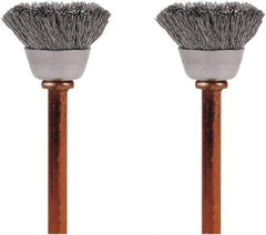 Dremel - 1/2" Brush Diam, Flat Faced, End Brush - 1/8" Diam Steel Shank, 15,000 Max RPM - Eagle Tool & Supply