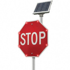 TAPCO - "Stop", 30" Wide x 24" High, Aluminum Stop & Yield Signs - White on Red, Diamond Grade Reflectivity, Octagon, Post Mount - Eagle Tool & Supply