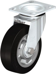 Rigid Top Plate Caster: Rubber, 6″ Wheel Dia, 2-1/8″ Wheel Width, 880 lb Capacity, 7-1/2″ OAH Rubber, 880 Lb Capacity, Ball Bearing, 4 x 4-1/2″ Plate