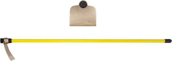 Ampco - 6-1/2" High x 7-3/4" Wide Square Aluminum Bronze Hoe - 55" Long Fiberglass Straight Handle, No Step - Eagle Tool & Supply