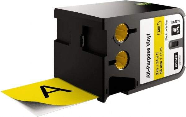 Dymo - 2" Wide x 276" Long, Black on Yellow Vinyl Cartridge - For DYMO XTL Printer 1868815 - Eagle Tool & Supply