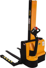 Vestil - 2,200 Lb Capacity, 61" Lift Height, Battery Powered Stacker - 1-1/2" Lowered Height, 42" Fork Length, 58" Overall Width - Eagle Tool & Supply