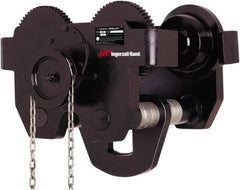 Ingersoll-Rand - 5 Ton Capacity Geared Ball Bearing Trolley - 4.6" to 8" Flange Width, 4-1/2" Wheel Diam, 6" to 24" I-Beam, 60" Min Radius - Eagle Tool & Supply