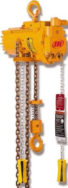 Ingersoll-Rand - 2,200 Lb Load Limit, 10' Max Height Air Chain Hoist - 70 SCFM at 90 PSI, 26 FPM Lift Speed, 18" Min Headroom, Pull Cord Control - Eagle Tool & Supply