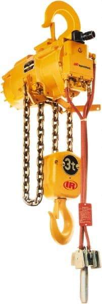 Ingersoll-Rand - 13,200 Lb Load Limit, 10' Max Height Air Chain Hoist - 70 SCFM at 90 PSI, 3.5 FPM Lift Speed, 36.2" Min Headroom, Pendant Control - Eagle Tool & Supply