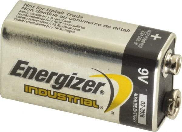 Energizer - Size 9V, Alkaline, 72 Pack, Standard Battery - 9 Volts, Miniature Snap Terminal, 6LR61, ANSI, IEC Regulated - Eagle Tool & Supply