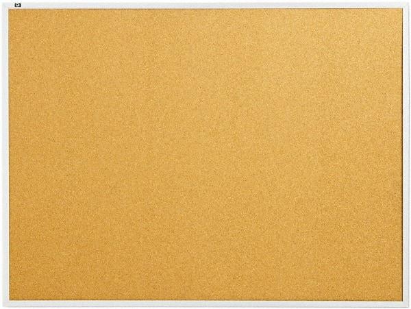 Quartet - 48" Wide x 36" High Open Cork Bulletin Board - Natural Cork over Fiberboard, Aluminum Frame - Eagle Tool & Supply