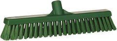 Vikan - 16" Combo Duty Polyester Push Broom - 2" Bristle Length, Plastic Block, European Threaded Handle Connection - Eagle Tool & Supply