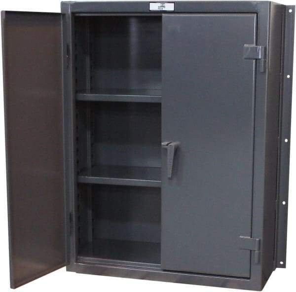 Strong Hold - 2 Shelf Wall Storage Cabinet - Steel, 36" Wide x 14" Deep x 48" High, Dark Gray - Eagle Tool & Supply