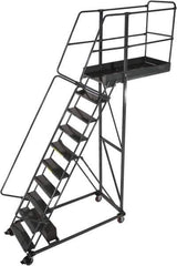 Ballymore - 142" 10 Step Cantilever Ladder - Rolling Work Platform, 300 Lb Capacity, 100" Platform Height, 32" Base Width x 71" Base Depth, Perforated Tread - Eagle Tool & Supply