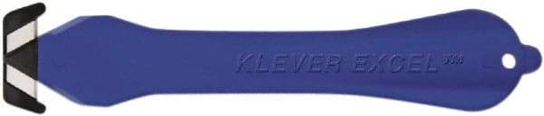 Klever Innovations - Fixed Safety Cutter - 1-1/4" Carbon Steel Blade, Blue Plastic Handle, 1 Blade Included - Eagle Tool & Supply