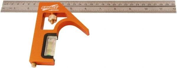 SAVAGE by SWANSON - 2 Piece, 12" Combination Square Set - 1/32" (English/Metric) Graduation, Steel Blade, Aluminum Square Head - Eagle Tool & Supply