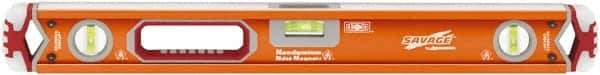 SAVAGE by SWANSON - Magnetic 24" Long 3 Vial Box Beam Level - Aluminum, Orange - Eagle Tool & Supply