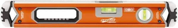 SAVAGE by SWANSON - 18" Long 3 Vial Box Beam Level - Aluminum, Orange - Eagle Tool & Supply