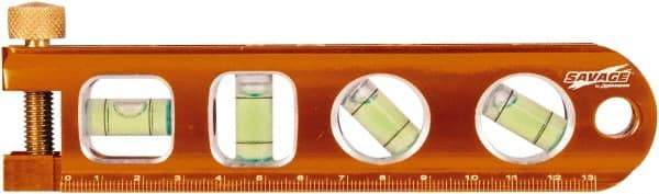 SAVAGE by SWANSON - Magnetic 9" Long 4 Vial Torpedo Level - Aluminum, Orange - Eagle Tool & Supply