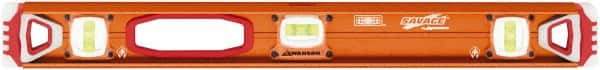 SAVAGE by SWANSON - Magnetic 24" Long 3 Vial I-Beam Level - Aluminum, Orange - Eagle Tool & Supply