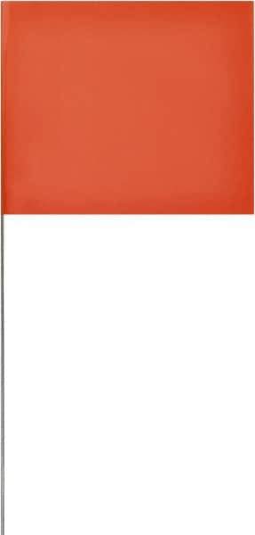SAVAGE by SWANSON - 4" High x 5" Wide, Orange PVC Marking Flag - 18" Overall Height - Eagle Tool & Supply
