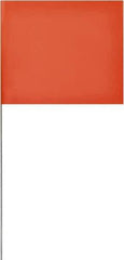 SAVAGE by SWANSON - 4" High x 5" Wide, Orange PVC Marking Flag - 18" Overall Height - Eagle Tool & Supply