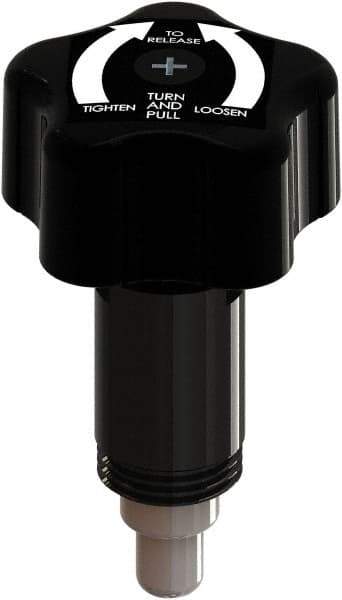 Made in USA - 3/8" Pin Diam, 0.47" Usable Length, Star Knob Handle Quick Release Pin - 3.69" OAL - Eagle Tool & Supply