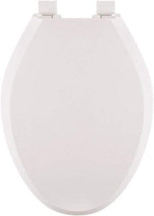 CENTOCO - 18.6 Inch Long, 1-3/4 Inch Inside Width, Polypropylene, Elongated, Closed Front with Cover, Toilet Seat - 14 Inch Outside Width, Residential Installation, White - Eagle Tool & Supply