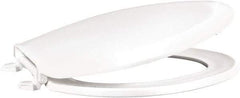 CENTOCO - 18.11 Inch Long, 1-3/4 Inch Inside Width, Polypropylene, Elongated, Closed Front with Cover, Toilet Seat - 14 Inch Outside Width, Residential Installation, White - Eagle Tool & Supply