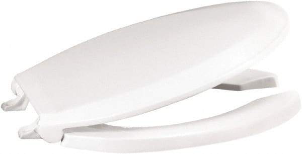 CENTOCO - 18.9 Inch Long, 2 Inch Inside Width, Polypropylene, Elongated, Open Front with Cover, Toilet Seat - 14 Inch Outside Width, Residential, Commercial, Health Care, Industrial, Institutional Installation, White - Eagle Tool & Supply