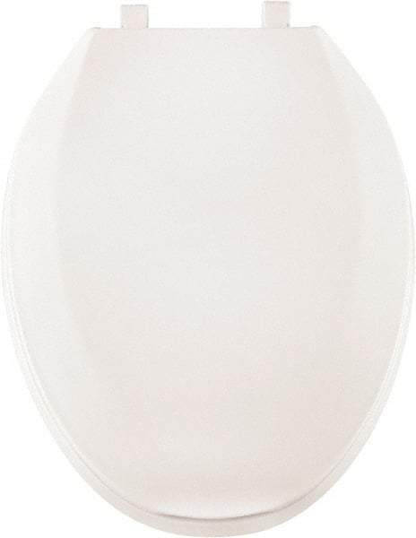 CENTOCO - 18.9 Inch Long, 2 Inch Inside Width, Polypropylene, Elongated, Closed Front with Cover, Toilet Seat - 14 Inch Outside Width, Residential, Commercial, Health Care, Industrial, Institutional Installation, White - Eagle Tool & Supply