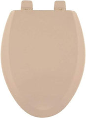 CENTOCO - 18.9 Inch Long, 2 Inch Inside Width, Polypropylene and Wood Plastic Composite, Elongated, Closed Front with Cover, Toilet Seat - 14 Inch Outside Width, Residential Installation, Bone and Almond - Eagle Tool & Supply