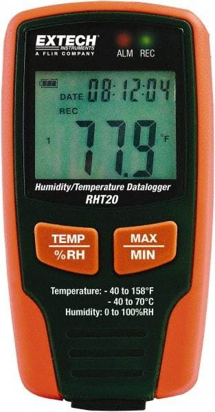 Extech - -40 to 158°F, 0 to 100% Humidity Range, Temp Recorder - Eagle Tool & Supply