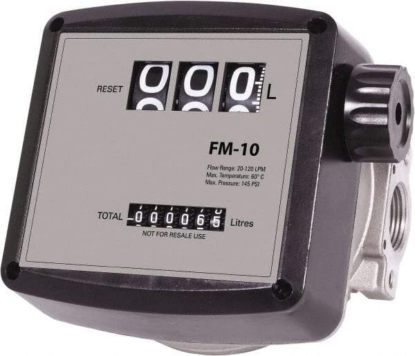 PRO-LUBE - 3/4" FNPT Port Nutating Disc Flowmeter - 150 Max psi, 5 to 32 GPM, Aluminum - Eagle Tool & Supply