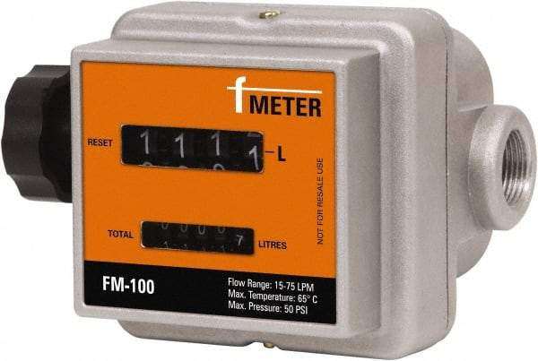 PRO-LUBE - 3/4" FNPT Port Nutating Disc Flowmeter - 150 Max psi, 4 to 20 GPM, Aluminum - Eagle Tool & Supply