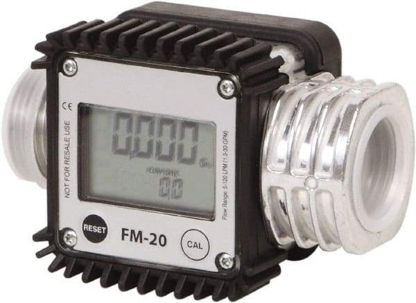 PRO-LUBE - 1" NPT Port Electronic Digital Flowmeter & Totalizer - 300 Max psi, 1.3 to 32 GPM, Aluminum - Eagle Tool & Supply