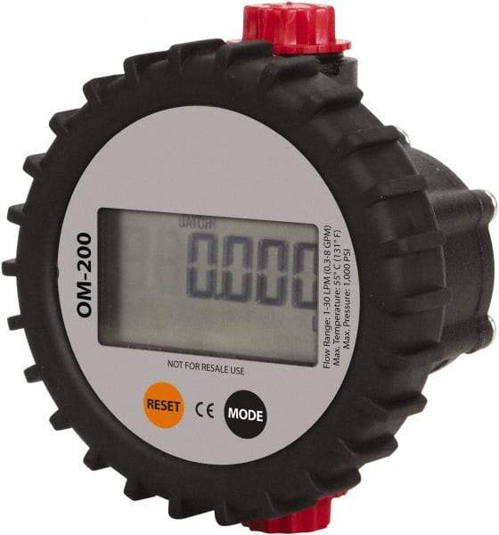 PRO-LUBE - 1/2" FNPT Port Oval Gear Flowmeter with Local Display - 1000 Max psi, 0.3 to 8 GPM, Aluminum - Eagle Tool & Supply