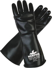 MCR Safety - Size L (9), 14" Long, 25 mil Thick, Butyl Chemical Resistant Gloves - Smooth Finish, Black - Eagle Tool & Supply