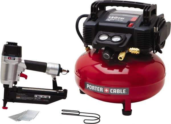 Porter-Cable - 0.80 HP, 2.6 SCFM at 90 psi CFM Pancake Finish/Nailer Compressor - 6 Gallon Tank, 10 Amp, 150 Max psi, 120V - Eagle Tool & Supply