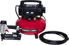Porter-Cable - 0.80 HP, 2.6 SCFM at 90 psi CFM Pancake Nailer Combo Kit - 6 Gallon Tank, 10 Amp, 150 Max psi, 120V - Eagle Tool & Supply