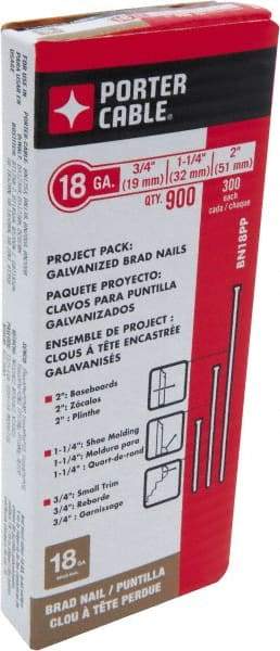 Porter-Cable - 18 Gauge 2" Long Brad Nails for Power Nailers - Steel, Galvanized Finish, Smooth Shank, Straight Stick Collation, Brad Head, Chisel Point - Eagle Tool & Supply