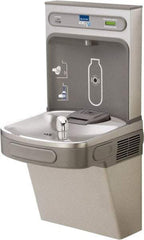 ELKAY - 8 GPH Cooling Capacity Barrier Free Wall Mounted Water Cooler & Fountain - Bottle Filling, 20 to 105 psi, 0.20 hp, Stainless Steel - Eagle Tool & Supply