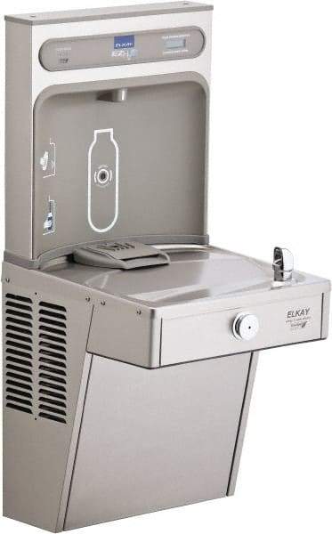 ELKAY - 8 GPH Cooling Capacity Barrier Free Wall Mounted Water Cooler & Fountain - Bottle Filling, 20 to 105 psi, 0.20 hp, Stainless Steel - Eagle Tool & Supply