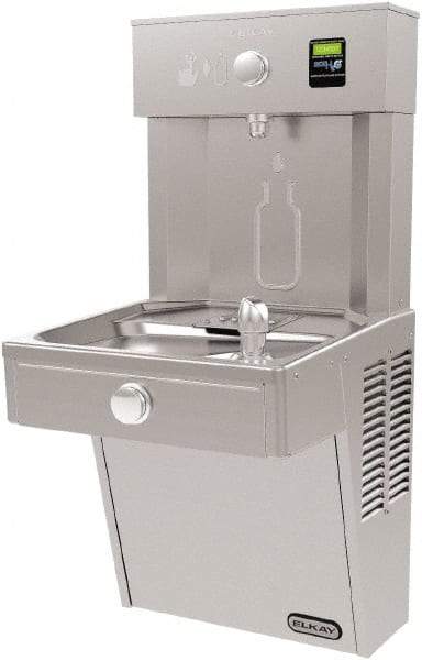 ELKAY - 8 GPH Cooling Capacity Barrier Free Wall Mounted Water Cooler & Fountain - Bottle Filling, 20 to 105 psi, 0.20 hp, Stainless Steel - Eagle Tool & Supply