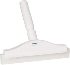 Vikan - 10" Rubber Blade Floor Squeegee - Double Edge, White, Plastic Holder - Eagle Tool & Supply