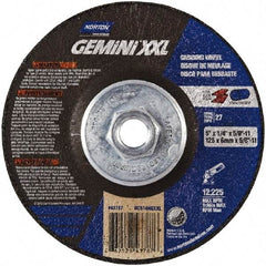 Norton - 24 Grit, 5" Wheel Diam, 1/4" Wheel Thickness, Type 27 Depressed Center Wheel - Aluminum Oxide, 8,600 Max RPM - Eagle Tool & Supply